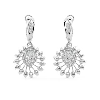 Spike Leaves Design Diamond Earrings