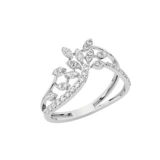Maple Leaves Diamond Engagement Ring