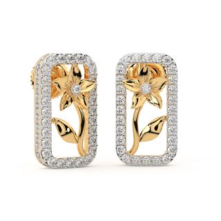 Rectangle Rose Flower Diamond Earrings