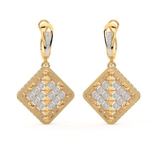 Golden Square Diamond Earrings
