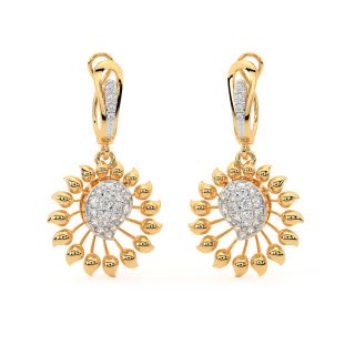 Spike Leaves Design Diamond Earrings