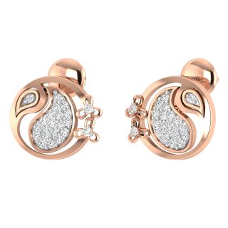 Gold Button Binge Diamond Earrings