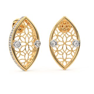 Sea Shell Gold Diamond Earrings