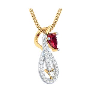 Valery Red Stone Diamond Pendant For Office Wear