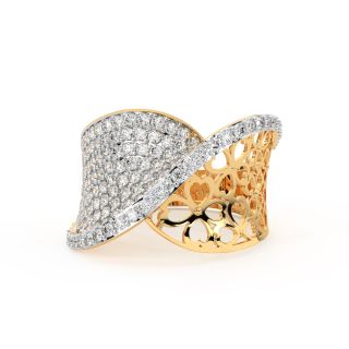 Floral Braid Gold Diamond Ring