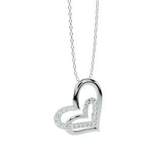 Double Layered Heart Diamond Pendant