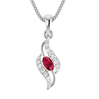 Aila Red Stone Gold and Diamond Pendant For Her