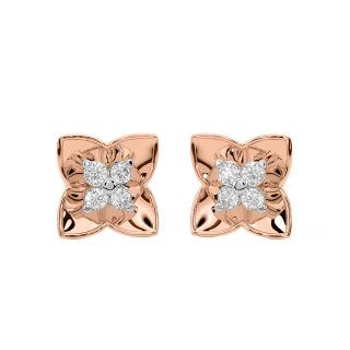 Bright Flower Diamond Stud Earrings