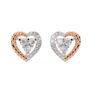 Heart Design Diamond Stud Earrings