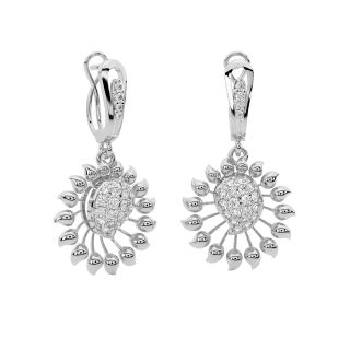 Spike Leaves Design Diamond Earrings