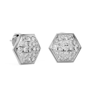 Hexagon Design Diamond Stud Earrings