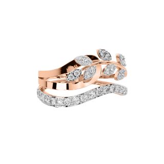 Gold Leafy Diamond Engagement Ring