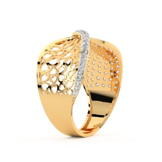 Floral Braid Gold Diamond Ring