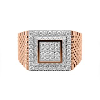 Minimal Square Diamond Ring For Him