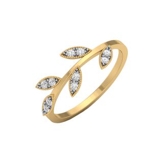 Diamond Ring With Leaf Design