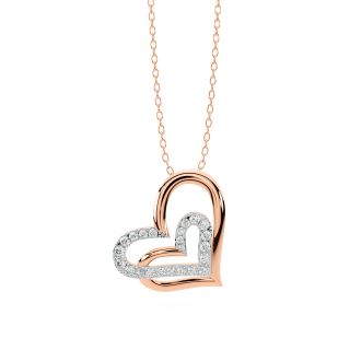 Double Layered Heart Diamond Pendant