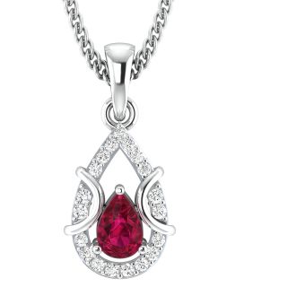 Robin Red Stone Diamond Pendant For Office Wear