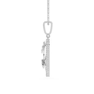 Rectangle Rose Flower Diamond Pendant