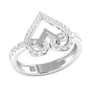 Dual Heart Diamond Engagement Ring