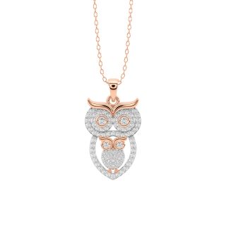 Dual Owl Diamond Pendant