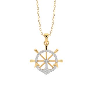 Anchor Wheel Diamond Pendant