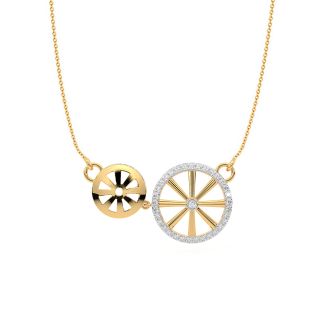 Wheel Design Diamond Mini Necklace