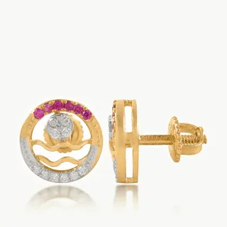 Crimson Wave Circle Diamond  Studs