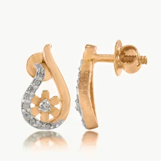 Curved Design Diamond Earring