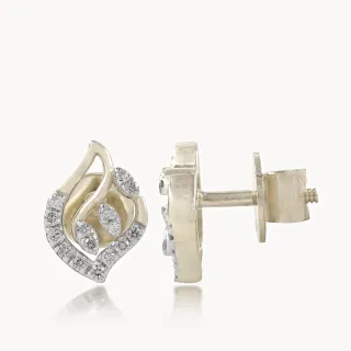 Diamond Leaf Swirl Earrings