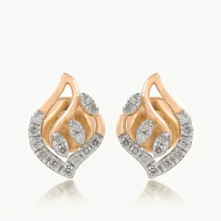 Diamond Leaf Swirl Earrings