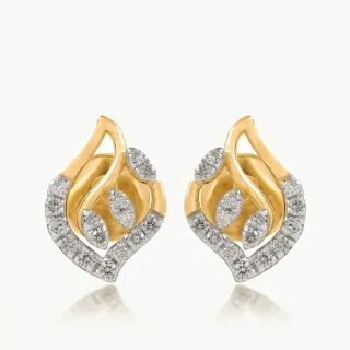 Diamond Leaf Swirl Earrings