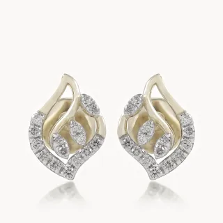 Diamond Leaf Swirl Earrings