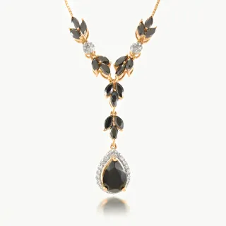 Diamond Mini-necklace With Black Onyx Stone