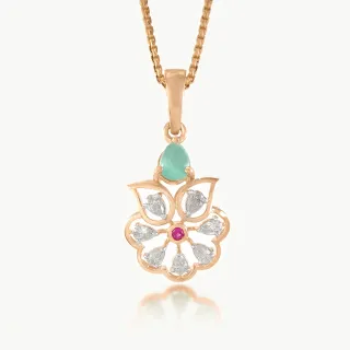 Green Roseleaf Sparkled Diamond Pendant