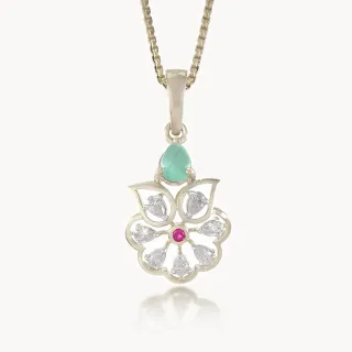 Green Roseleaf Sparkled Diamond Pendant