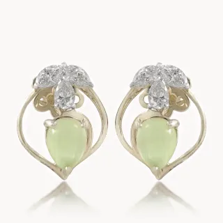Green Stone Diamond Earrings