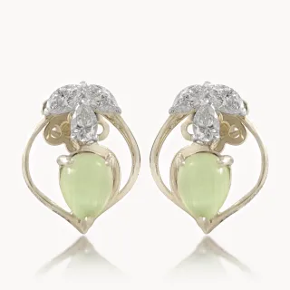 Green Stone Diamond Earrings