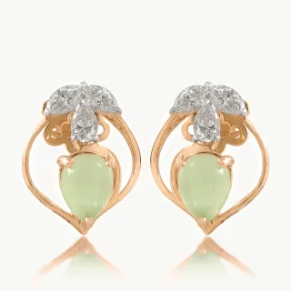 Green Stone Diamond Earrings