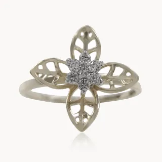 Leaves and Flower Diamond Ring