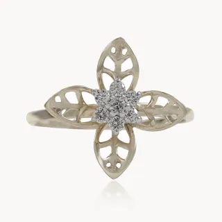 Leaves and Flower Diamond Ring