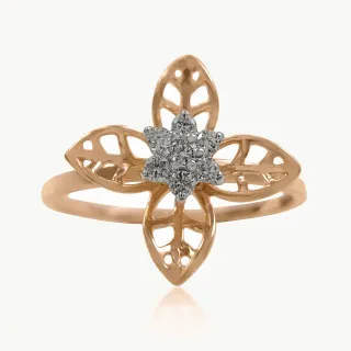 Leaves and Flower Diamond Ring