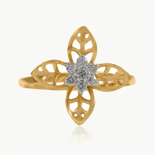 Leaves and Flower Diamond Ring