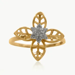 Leaves and Flower Diamond Ring
