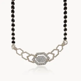 Linear Hexes Diamond Mangalsutra with Chain