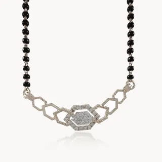 Linear Hexes Diamond Mangalsutra with Chain