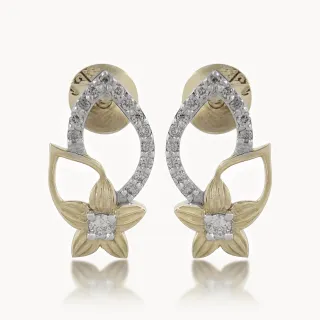 Oval Design Diamond Leaf Earring