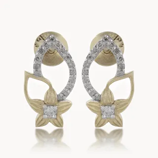 Oval Design Diamond Leaf Earring