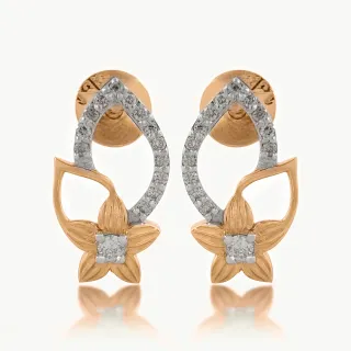 Oval Design Diamond Leaf Earring