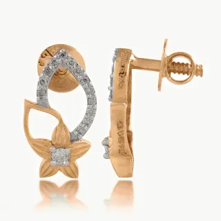 Oval Design Diamond Leaf Earring