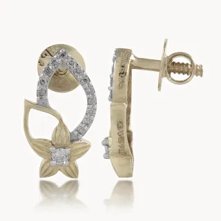 Oval Design Diamond Leaf Earring